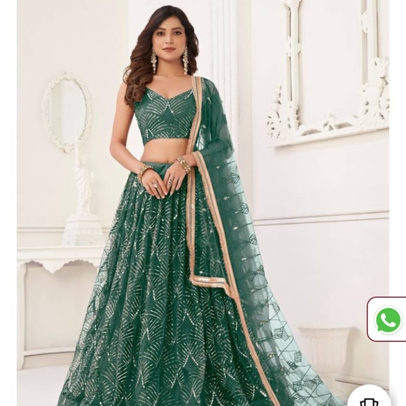 Green and Gold Lehenga Indian Wedding Guest attire - Picture 1 of 3